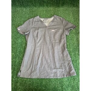 FIGS Casma Scrub Top Womens Heather Grey V-Neck Technical Collection W22SW1014